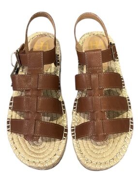 NWT 💕 Haute Hippie Brown / Tan Strappy flat espadrilles women’s Sandals - 8.5